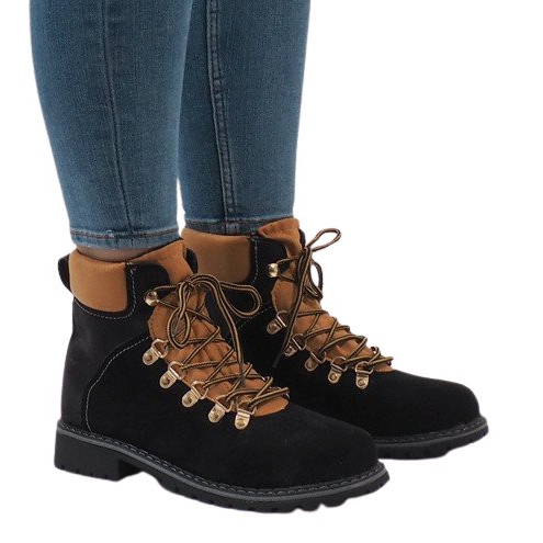 Bottines femme en daim noir BK-29 le noir