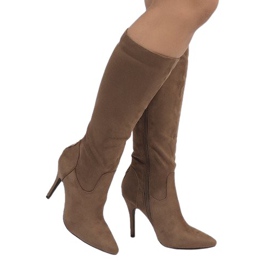 Boots taupe à talon 1101-2 brun