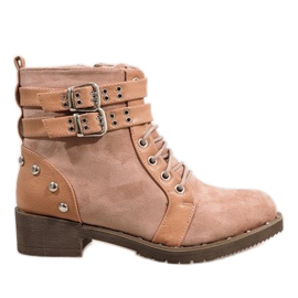 Bottines en daim rose 7B560
