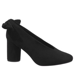 Escarpins en daim noir sur le poteau LL-93P Schwarz