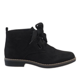 Bottines en daim noir QL-66 le noir