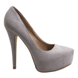 Plateforme en daim gris sur un talon LE107A