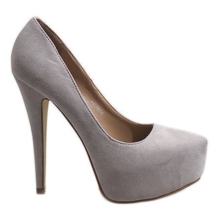 Plateforme en daim gris sur un talon LE107A
