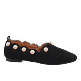 Ballerines noires avec perles 588C-12A