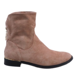 Bottines en daim rose avec une fermeture éclair J905