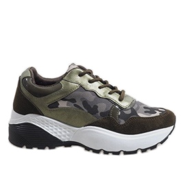 Chaussures de sport à la mode vertes, camo LT013