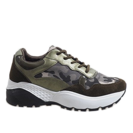 Chaussures de sport à la mode vertes, camo LT013