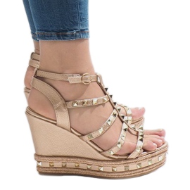 Sandales compensées cuivre VS-368 d'or Sandales compensées cuivre VS-368 d'or