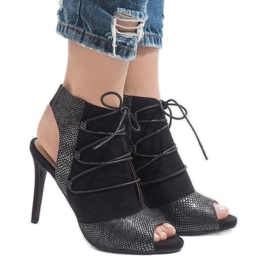 Boots ouvertes noires sur talon HF168-3