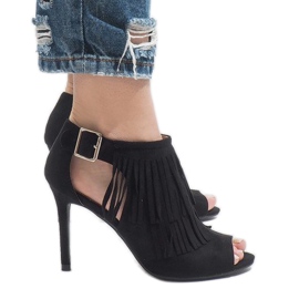 Bottines bohèmes noires sur un talon 1551-149