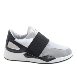 Baskets lycra grises R371 blanche