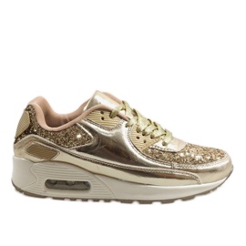 Chaussures de sport dorées brillantes B64-1