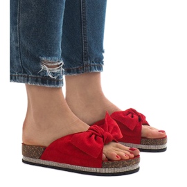 Chaussons rouges à nœud N-33