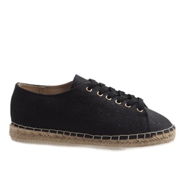 Espadrilles noires à lacets 831-1