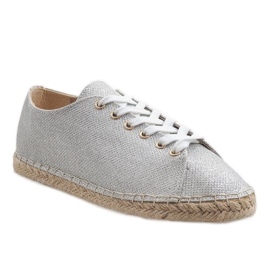 Espadrilles à lacets argentées 831-1 gris