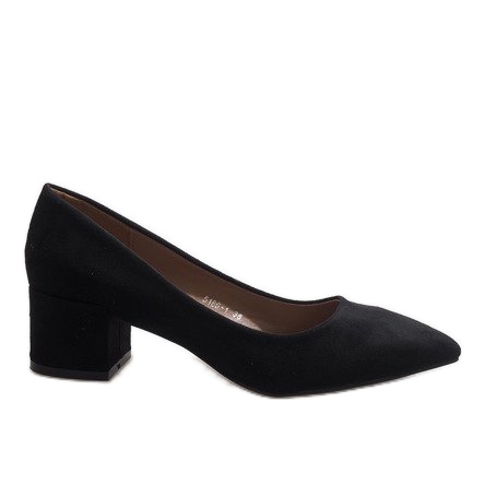 Escarpins en daim noir sur le pilier 5186-1 le noir