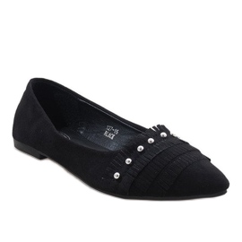 Ballerines en daim noir avec 127-15 clous le noir