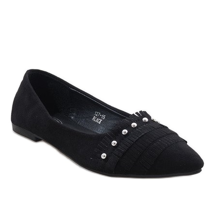 Ballerines en daim noir avec 127-15 clous le noir
