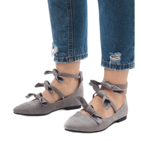 Ballerines à lacets grises avec nœuds G-47 Ballerines à lacets grises avec nœuds G-47