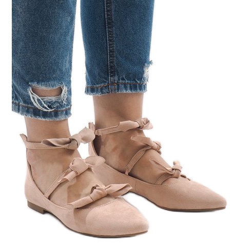 Ballerines roses à lacets avec nœuds G-47