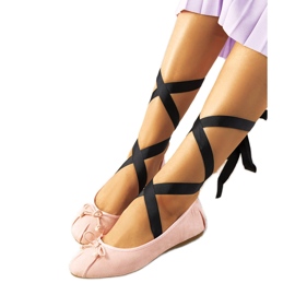 Ballerines roses à lacets avec nœuds B-62 Ballerines roses à lacets avec nœuds B-62