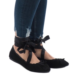 Ballerines noires à lacets avec nœuds B-62