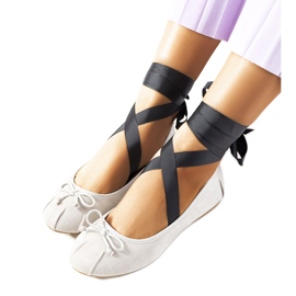 Ballerines à lacets grises avec nœuds B-62