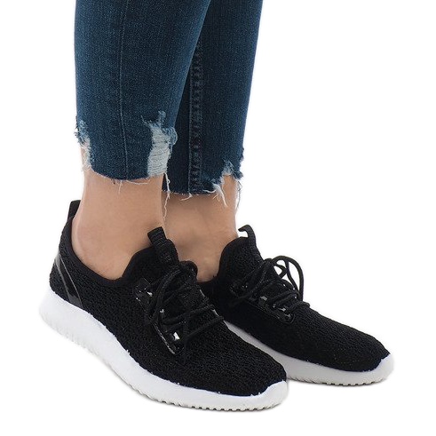 Chaussures de sport en maille noire G8347-1 Chaussures de sport en maille noire G8347-1