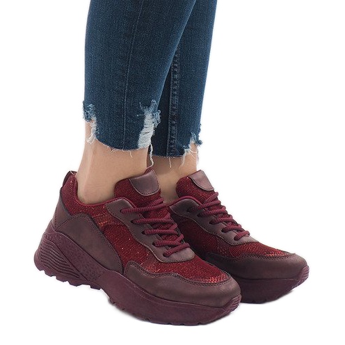 BY-080 chaussures de sport bordeaux rouge multicolore