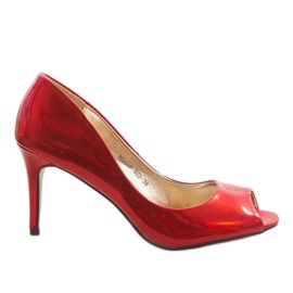 MM09P pompes ouvertes miroir rouge