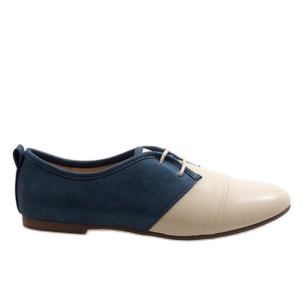 Chaussures de jazz Oxford beige 2 bleu marin