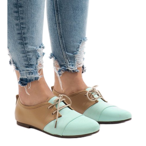 Chaussures de jazz ajourées menthe Richelieu 2 brun vert