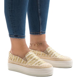 Baskets espadrilles dorées sur la plateforme GH001 d'or
