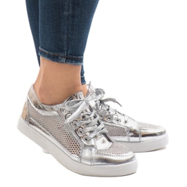 Baskets ajourées argentées 521 gris