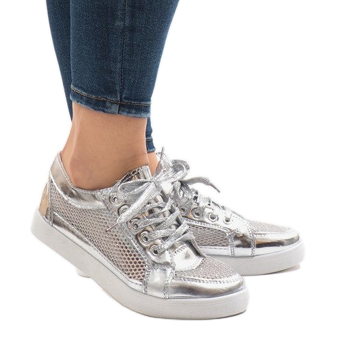 Baskets ajourées argentées 521 gris
