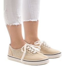 7-4K919B baskets beiges en dentelle