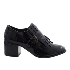 Bottines à talons laquées noires PZY-02