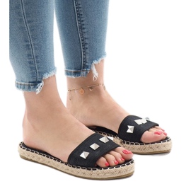 Chaussons jeans noirs 7087 clous le noir