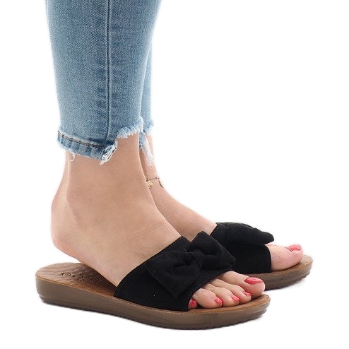 Chaussons noirs avec nœud 6376-1 le noir