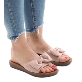 Chaussons roses avec un nœud 6376-2