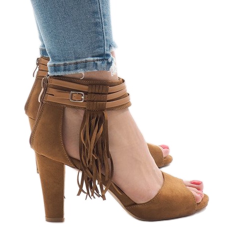 Sandales camel sur le post boho 1275-GL brun