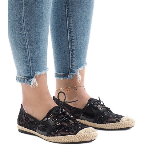 Chaussures de jazz ajourées noires YW-888 le noir