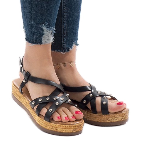 Sandales espadrilles noires sur la plateforme 314-2B le noir