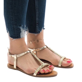 Sandales dorées ornées de SY-644