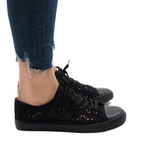Baskets noires en dentelle RL-673 le noir