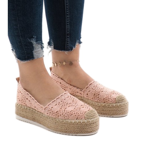 Espadrilles baskets roses sur la plateforme 7801-P