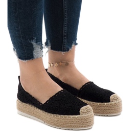 Espadrilles baskets noires sur la plateforme 7801-P