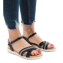 Sandales noires à paillettes G-515-01