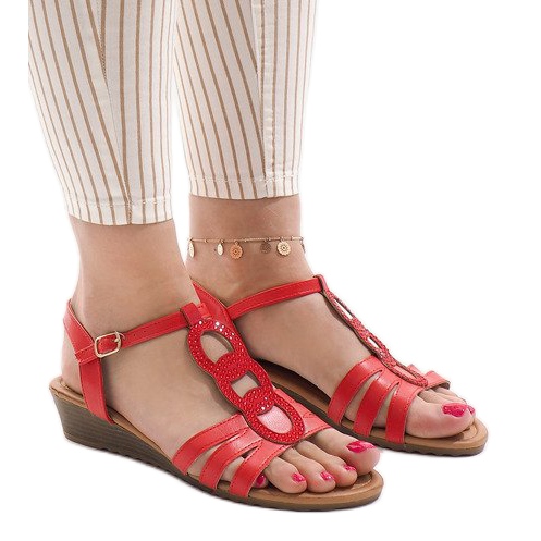 Sandales compensées rouges 860-57