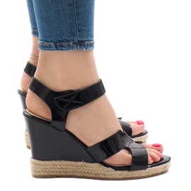 Sandales compensées noires LWF-5H5670 le noir